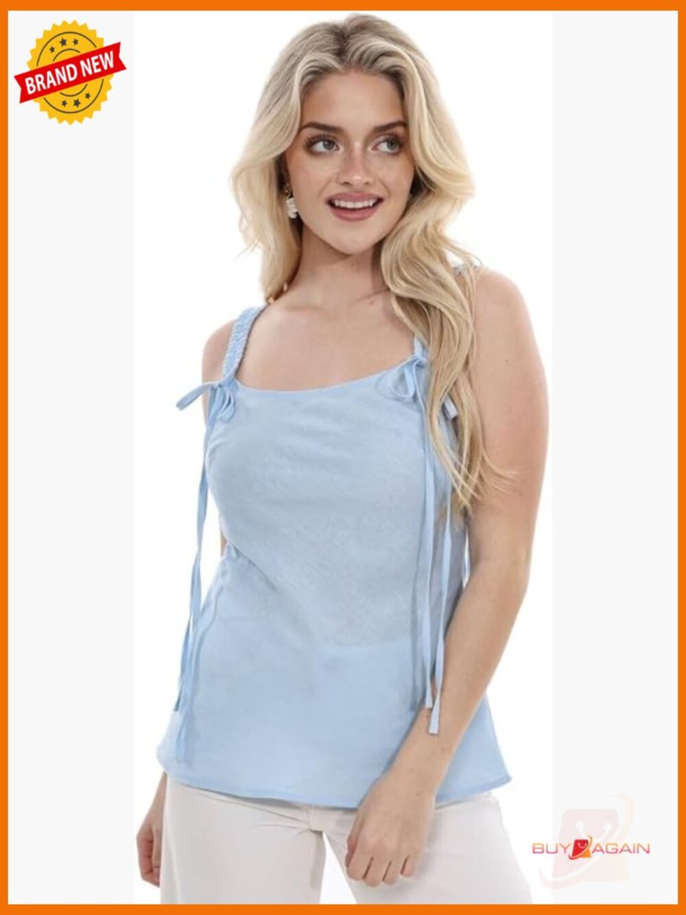 100% Linen Sleeveless Tank Cami Top Adjustable Straps Scoop Neck